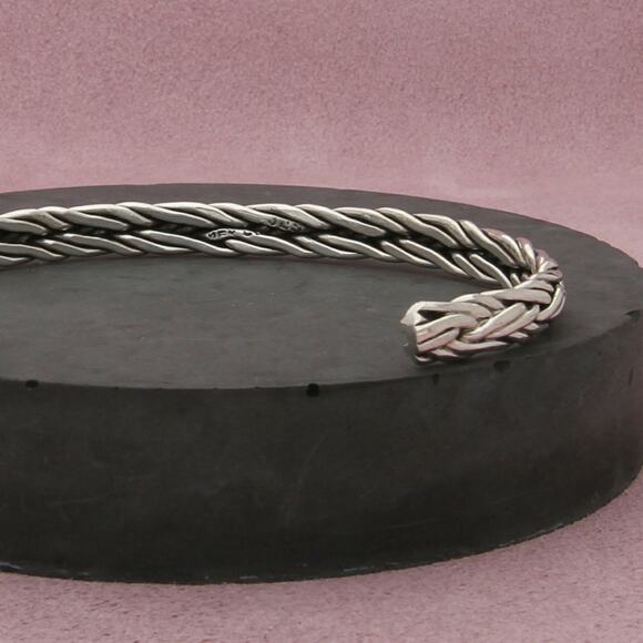 sterling silver vintage braided cuff bracelet size 7in - Picture 3 of 3